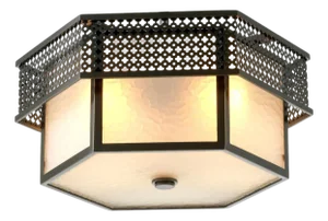 Ceiling Lamp in Metal with Bronze Finish and Frosted Glass
