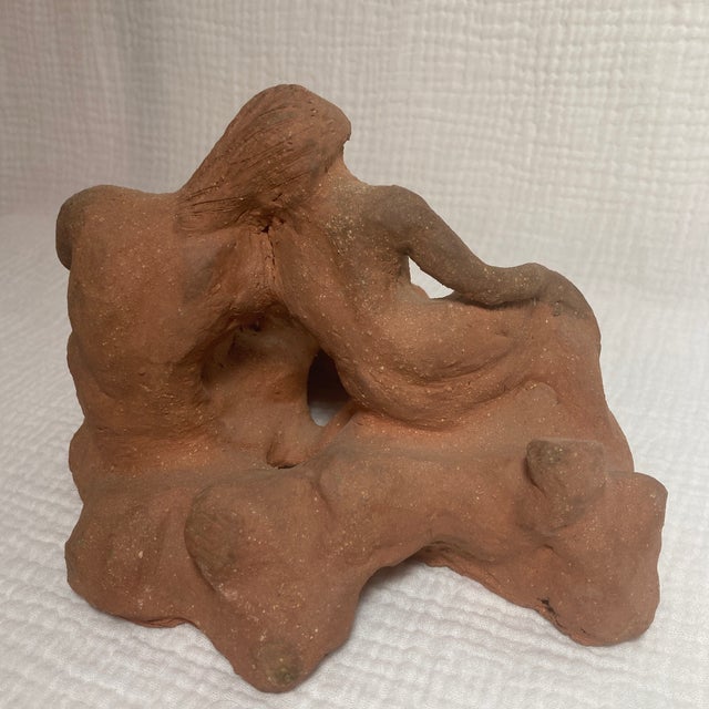 Vintage Mid-Century Raw Terracotta Figural Maquette – Hand-Modeled Organic Modern Couple Sculpture For Sale - Image 10 of 12