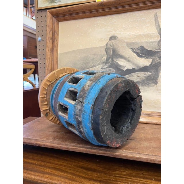 Wood Antique Repurposed Wagon Wheel Hub Decorative Wooden Art Piece For Sale - Image 7 of 7