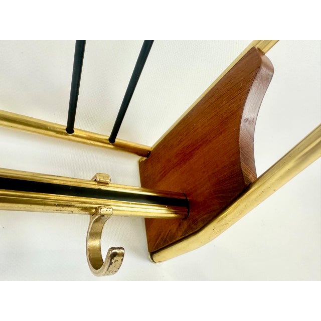 Mid-Century Teak and Brass Coat Rack, 1950s For Sale - Image 4 of 18