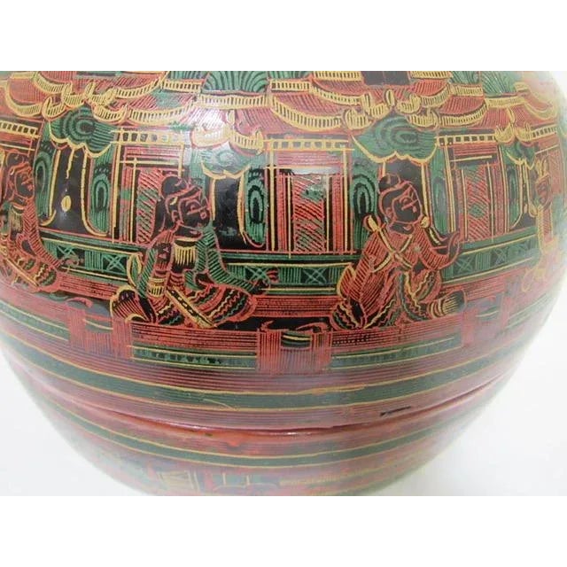 Paint Burmese Lacquer Box For Sale - Image 7 of 11