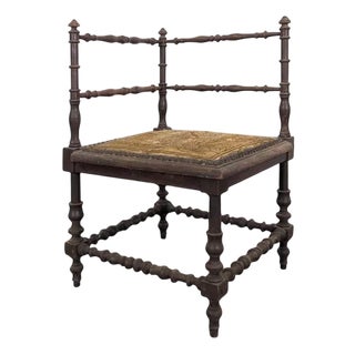 Corner Stool with Dotted Tapestry For Sale