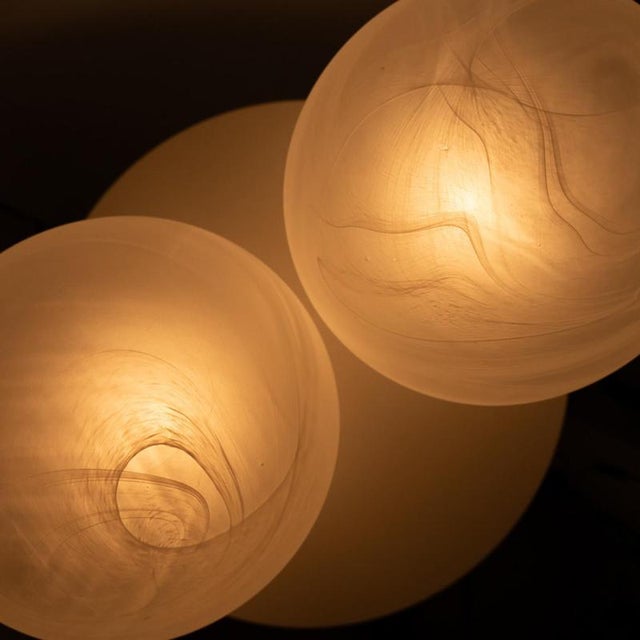 Charming vintage mushroom lamp, crafted from a single piece of frosted glass in alabaster white. Glashütte Limburg, 70's....