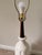 1960s Mid-Century Modern White Ceramic Table Lamp With Walnut Wood Neck For Sale - Image 10 of 12