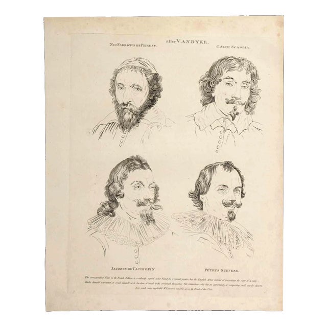 After Vandyke, Thomas Holloway, Portraits, Original Etching, 1810 For Sale