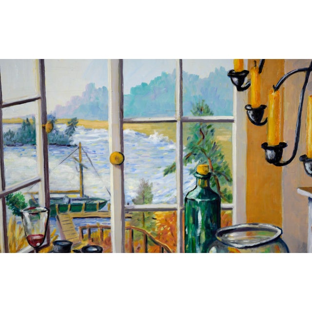 Paper Trompe l'Oeil Still Life and Landscape in Acrylic on Masonite by Richard M. Bacon For Sale - Image 7 of 9