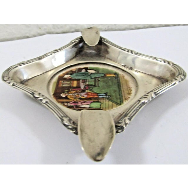 1920s Victorian Sterling Silver J&R Hand Painted Ashtray the Rivals by Victor Venner For Sale In Miami - Image 6 of 8