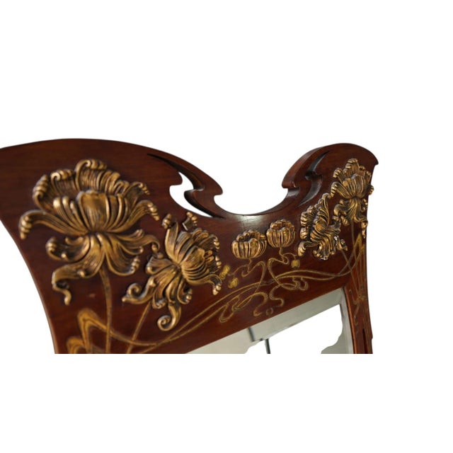 Art Nouveau Nancy School Carved Gilded Mirror with Chrysanthemum Decoration, France, 1900s For Sale - Image 6 of 18
