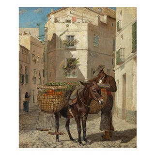 Seville William Logsdail, The Orange Seller, Calle Conteros, 1800s, Oil Painting on Canvas For Sale