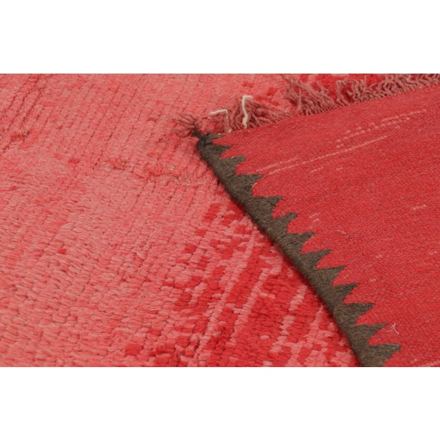 Vintage Moroccan Solid Shag Rug in Vibrant Red and Pink Hues - Rug & Kilim For Sale - Image 10 of 10