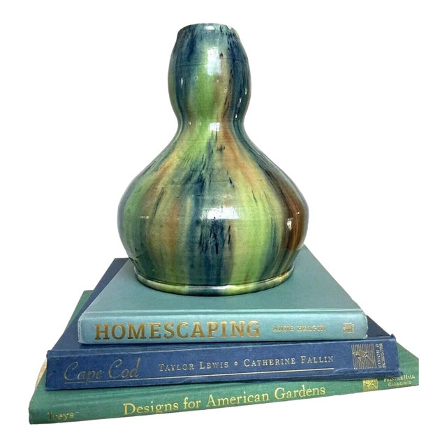 Art Deco 1930's- 40's French Gourd Drip Glaze Pottery Vase