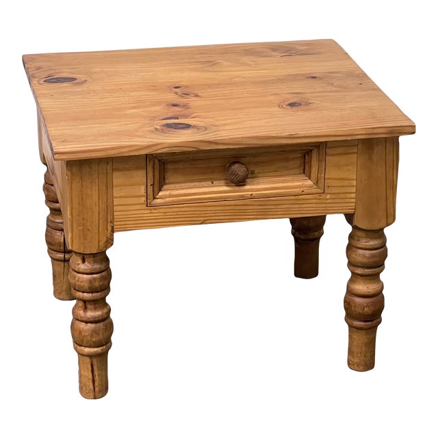 Mexican Knotty Pine Wood End Table With Drawer Chairish