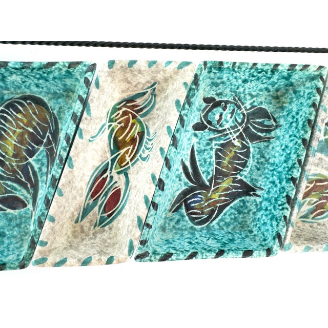 1960s French Vallauris Borty Ceramic Aperitif Serving Set in Iron Holder For Sale - Image 11 of 18