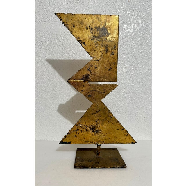 Mexican Art Abstract Brutalist Gilt Steel Geometric Sculpture Mathias Goeritz For Sale - Image 14 of 14