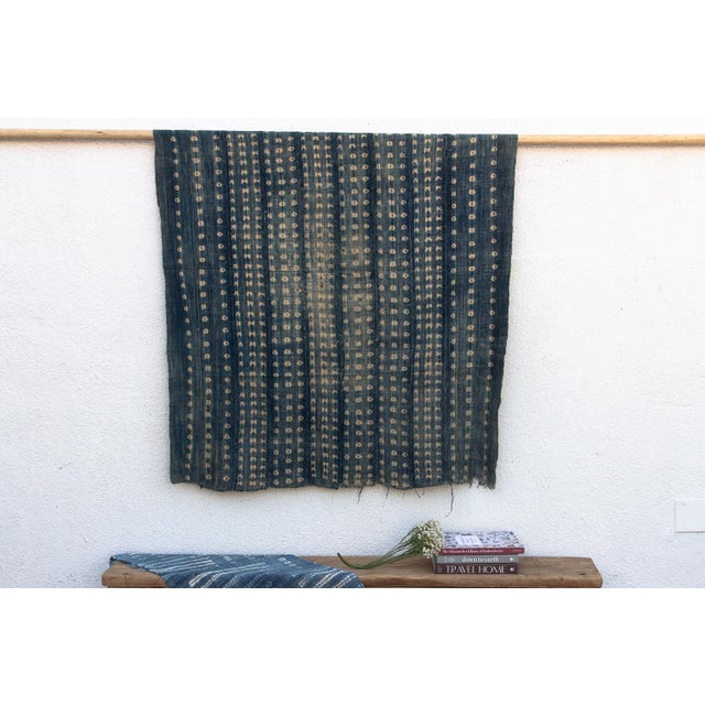 Textile Vintage Malinke African "Djenne Pillar" Indigo Throw For Sale - Image 7 of 7
