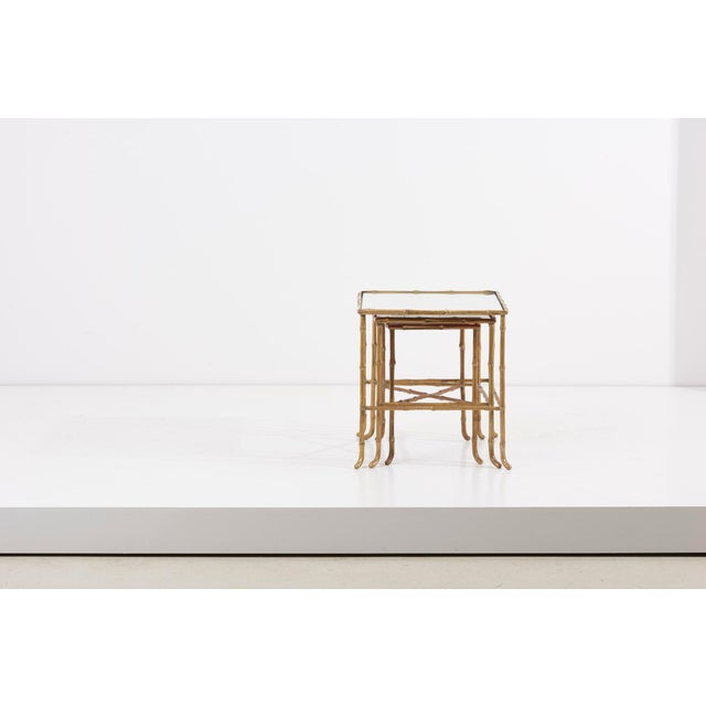 Nesting Tables with Mirrors by Maison Baguès, France, Set of 3 For Sale - Image 16 of 18