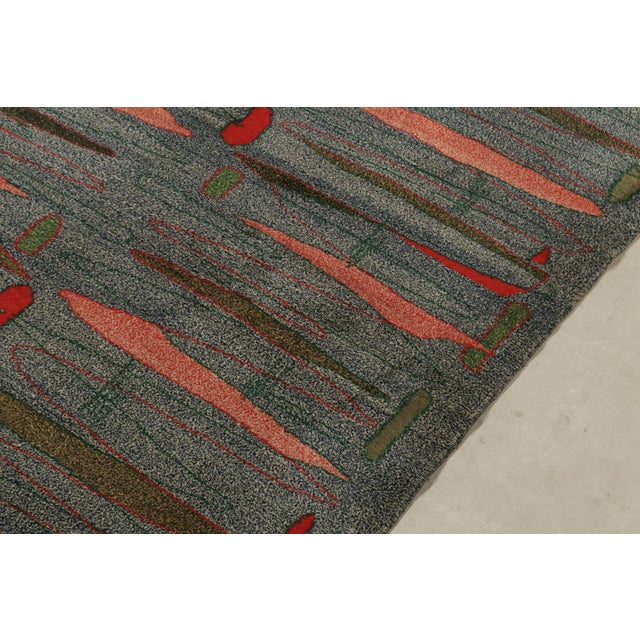 1960s 1960s Vintage Zeki Müren Rug in Gray, Peach and Green Geometric Pattern For Sale - Image 5 of 7