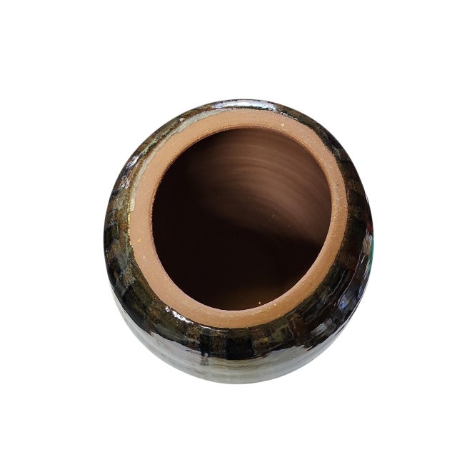 Vintage Double Section Studio Pottery Tall Vase For Sale - Image 4 of 4