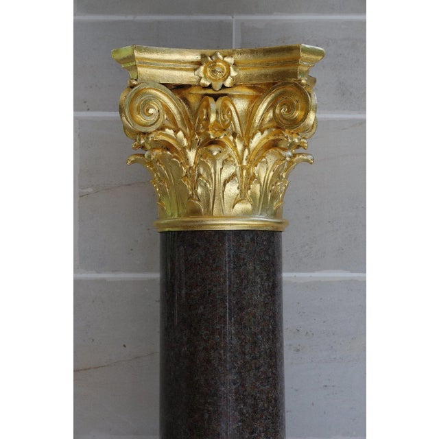 1950s Large Neoclassical Red Granite and Gilt Bronze Column, 1950s For Sale - Image 5 of 12