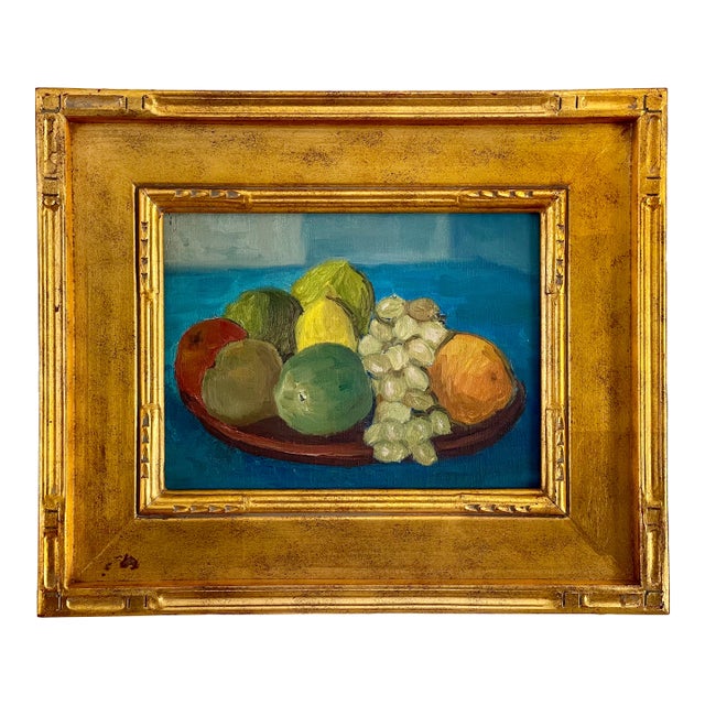 Mid-Century Danish Oil on Board Still Life of Colorful Fruit, 1950’s For Sale
