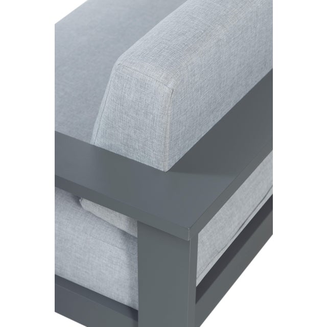 Sardinia Aluminum Frame Outdoor 74" Love Seat / Sofa - Gray Cushions For Sale - Image 13 of 18