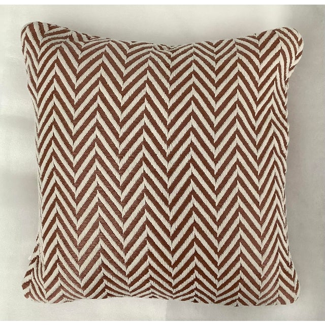 Sienna / White Herringbone Jacquard Decorative Pillow Covers (Set of 2) For Sale - Image 4 of 5