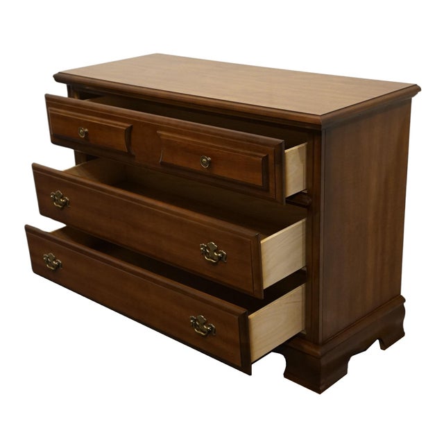 Late 20th Century Bassett Furniture Solid Hard Rock Maple Colonial Early American 44" Low Chest 5017-208 For Sale - Image 5 of 12