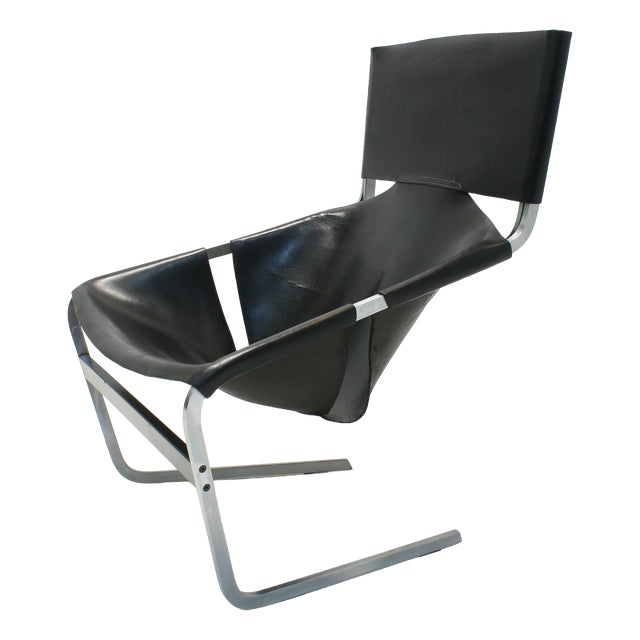 First Edition Leather F444 Cantilever Lounge Chair by Pierre Paulin for Artifort, 1960s For Sale