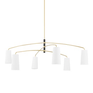 Mitzi Evelyn 6-Light Chandelier, Aged Brass/Soft Black For Sale