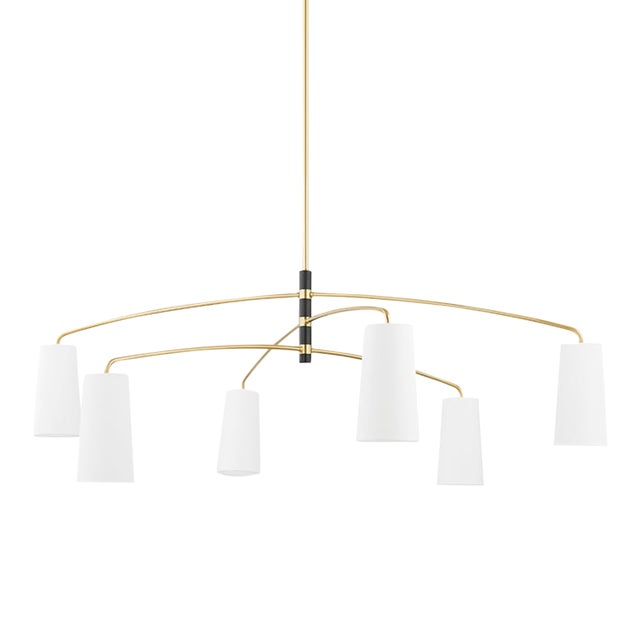 Mitzi Evelyn 6-Light Chandelier, Aged Brass/Soft Black For Sale
