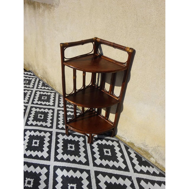 Brown Rattan Corner Shelves, 1980s, Set of 2 For Sale - Image 8 of 17