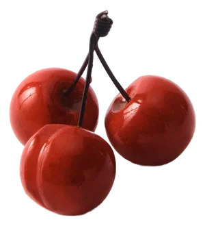Hand Painted Italian Alabaster Bunch of Three Cherries