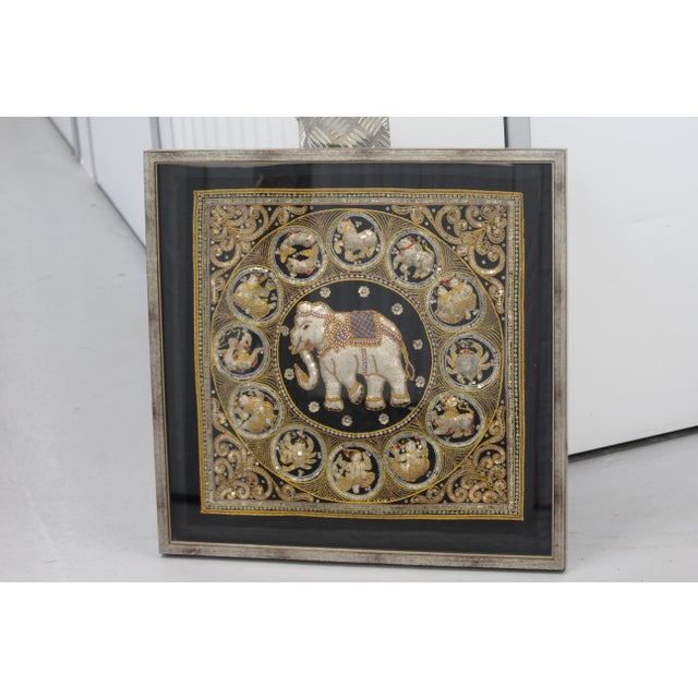 Embroidered Elephant Kalaga Wall Tapestry, 1980s For Sale - Image 16 of 16