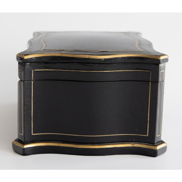 French 19th Century Napoleon III Vervelle Ebonized Box With Brass Inlay For Sale - Image 3 of 12