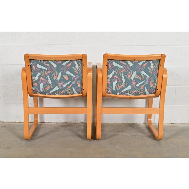 Loewenstein Modern Bent Beechwood Sled Leg Lounge Chairs, Set of Four For Sale - Image 12 of 14