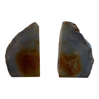 1970s Natural Agate Bookends- a Pair For Sale