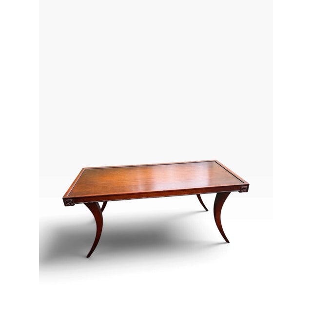 Hollywood Regency Vintage Red Lion Coffee Table With Curved Legs Solid Wood For Sale - Image 3 of 11