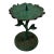 Art Nouveau Brass Candle Holder W/ Green Patina Pillar & Spike Nature Design For Sale