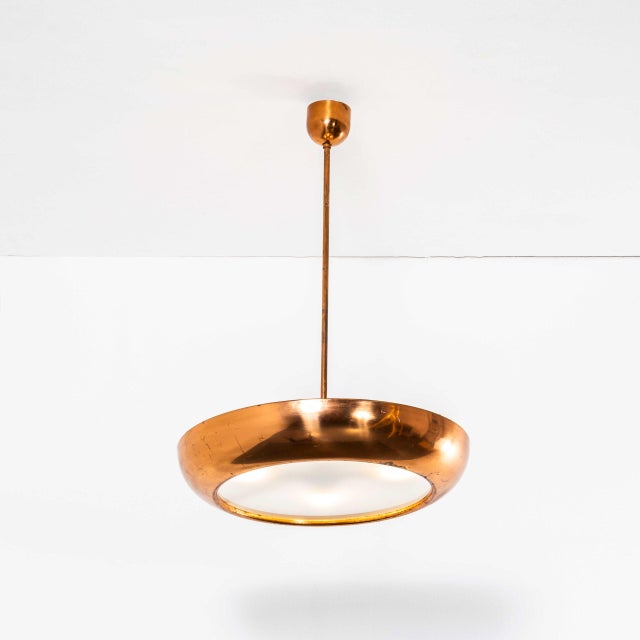 Copper Vintage Copper Pendant Lamp by Josef Hurka for Napoko, 1930s For Sale - Image 8 of 8