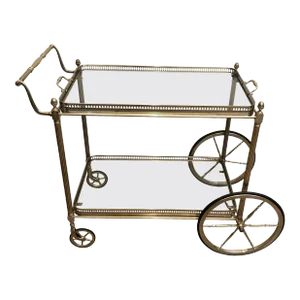 1940s Maison Bagués. Neoclassical Style Silvered Brass Drinks Trolley. French
