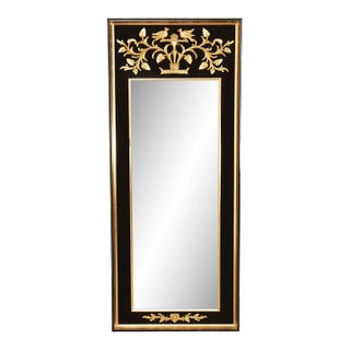 La Barge Neoclassical Style Black and Gilt Trumeau Mirror For Sale