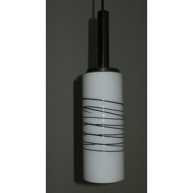 Mid-Century Modern Italian Opaline Overlay Milk Glass Pendant Light, 1960s For Sale - Image 3 of 7