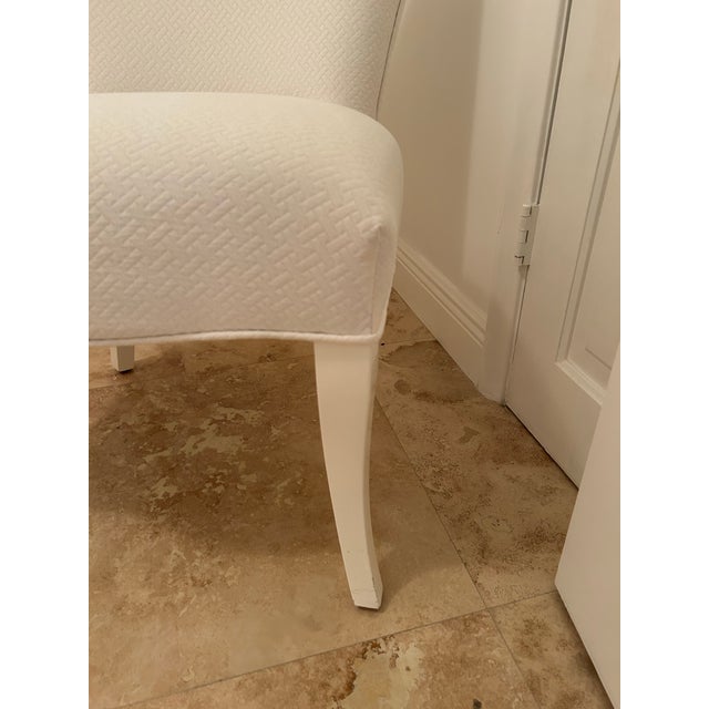 Hollywood Regency White Lacquer and White Quilted Slipper Chairs a Pair For Sale In Miami - Image 6 of 11
