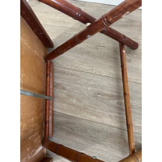 1970s Mid-Century Modern Handcrafted Rectangular Bamboo Serving Table With a Sturdy X-Base For Sale - Image 11 of 12