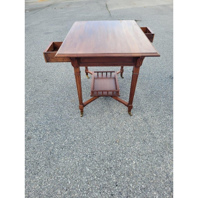 19th Century French Solid Cherry Partner Desk. For Sale In Philadelphia - Image 6 of 17