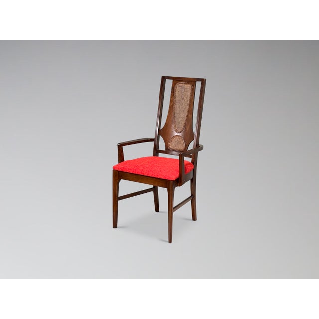 Broyhill Restored Vintage Broyhill Brasilia Walnut and Cane Dining Chairs Set of 6 For Sale - Image 4 of 18