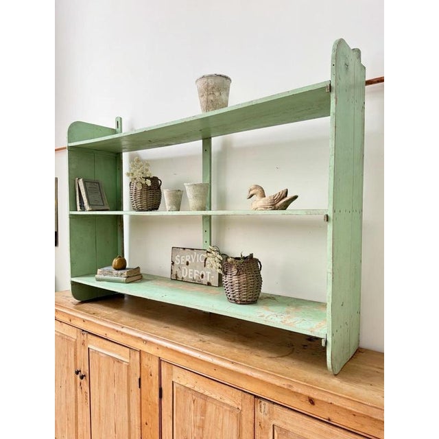 French Chippy Painted Wooden Shelves For Sale - Image 5 of 6