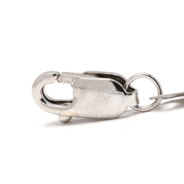 Oval .22ctw Diamond Bezel Pendant Necklace, 10k White Gold, Length 18.5 In For Sale - Image 4 of 5