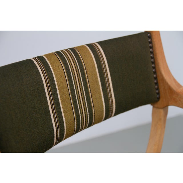 Danish Kurul Armchair in Oak and Striped Green Wool by Henning Kjærnulf, 1960s For Sale - Image 17 of 18