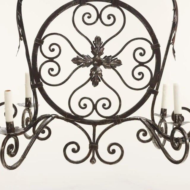 19th Century French Provincial Decorative Steel Chandelier For Sale - Image 4 of 5